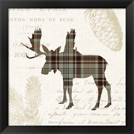 Framed Plaid Lodge IV Tan Print