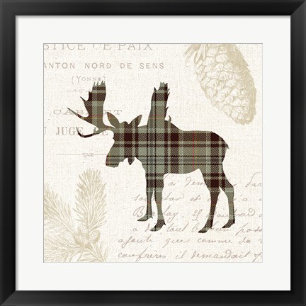 Framed Plaid Lodge IV Tan Print