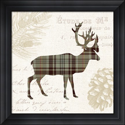 Framed Plaid Lodge I Tan Print