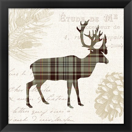 Framed Plaid Lodge I Tan Print