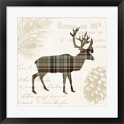 Framed Plaid Lodge I Tan Print