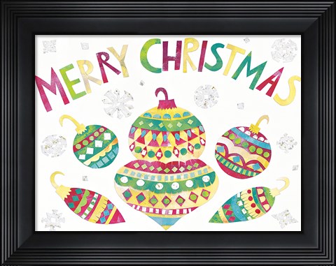 Framed Winter Holiday III on White Bright Print