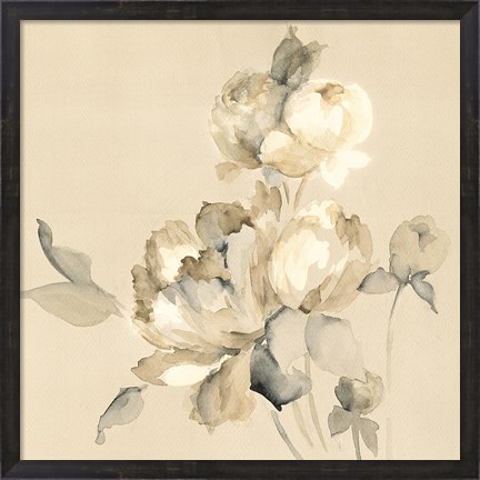 Framed Peony Blossoms Crop Print