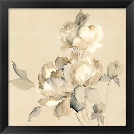 Framed Peony Blossoms Crop Print