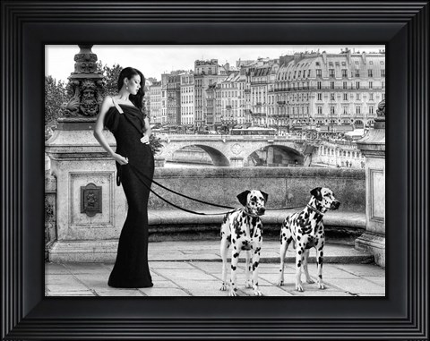 Framed Walking in Paris Print