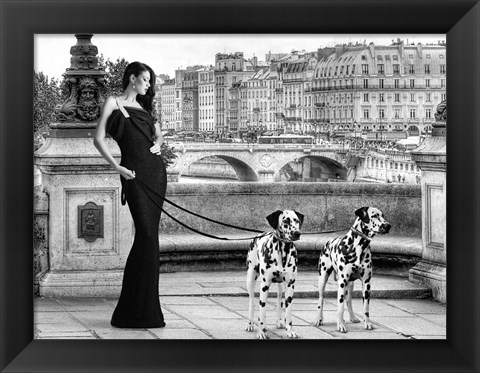 Framed Walking in Paris Print