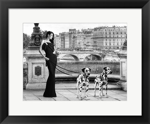 Framed Walking in Paris Print