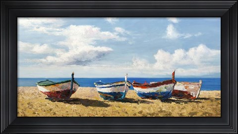 Framed Boats on the Beach Print