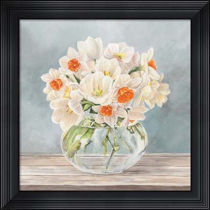 Framed Fleurs et Vases Aquamarine II Print