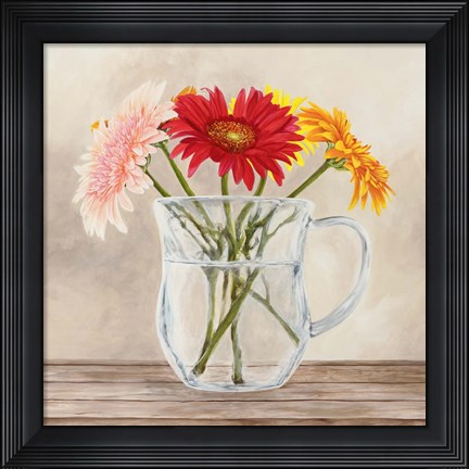 Framed Fleurs et Vases Jaune I Print