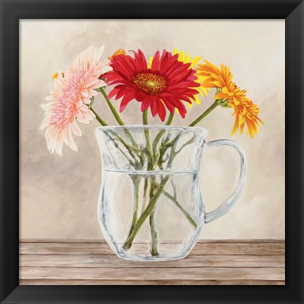 Framed Fleurs et Vases Jaune I Print