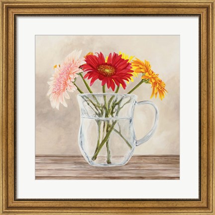 Framed Fleurs et Vases Jaune I Print