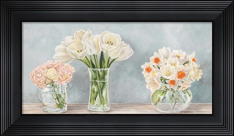 Framed Fleurs et Vases Aquamarine Print