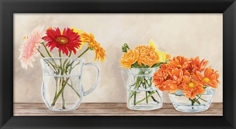 Framed Fleurs et Vases Jaune Print