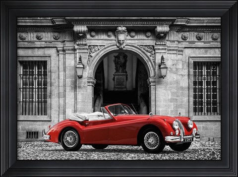 Framed Luxury Car in front of Classic Palace Print