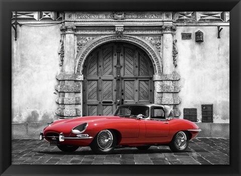 Framed Roadster in front of Classic Palace Print