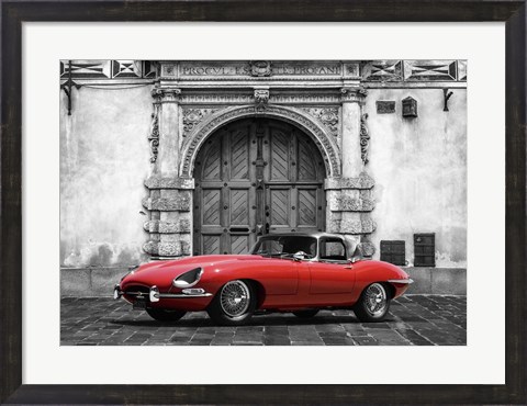Framed Roadster in front of Classic Palace Print