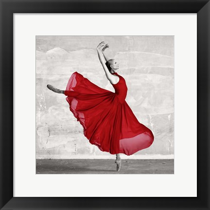 Framed Ballerina in Red (detail) Print