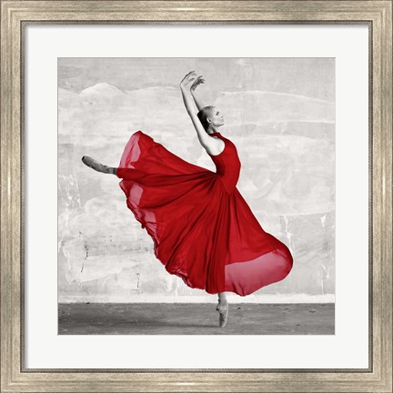 Framed Ballerina in Red (detail) Print