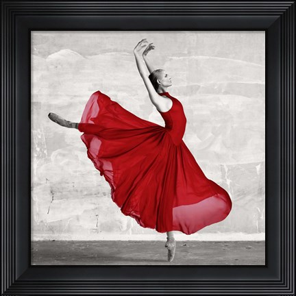 Framed Ballerina in Red (detail) Print