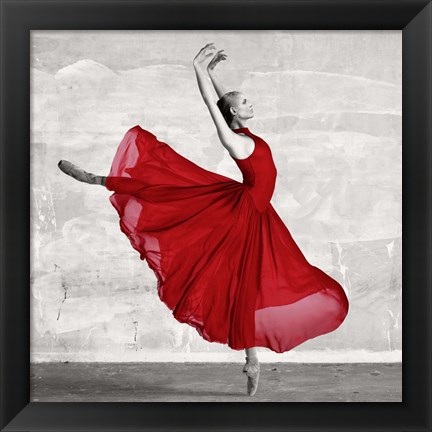 Framed Ballerina in Red (detail) Print