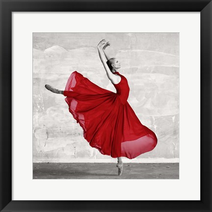 Framed Ballerina in Red (detail) Print