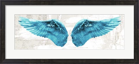 Framed Angel Wings (Aqua) Print