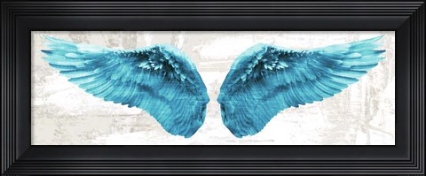 Framed Angel Wings (Aqua) Print