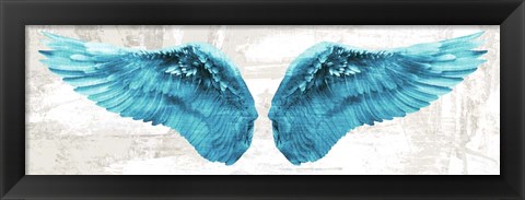 Framed Angel Wings (Aqua) Print