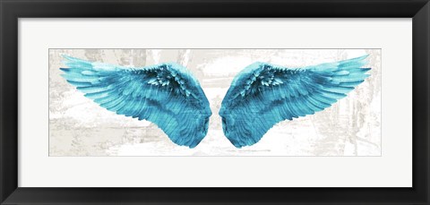 Framed Angel Wings (Aqua) Print