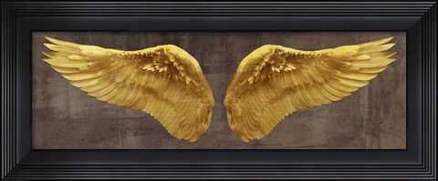 Framed Angel Wings (Gold I) Print