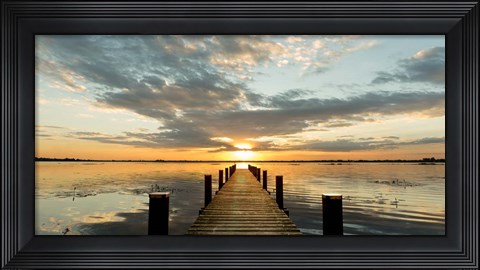 Framed Morning Lights on a Jetty (detail) Print