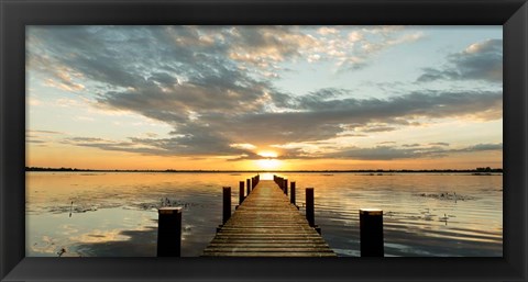 Framed Morning Lights on a Jetty (detail) Print