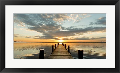 Framed Morning Lights on a Jetty (detail) Print