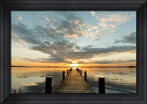 Framed Morning Lights on a Jetty Print