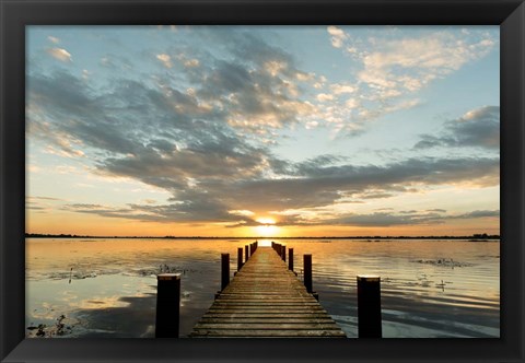 Framed Morning Lights on a Jetty Print