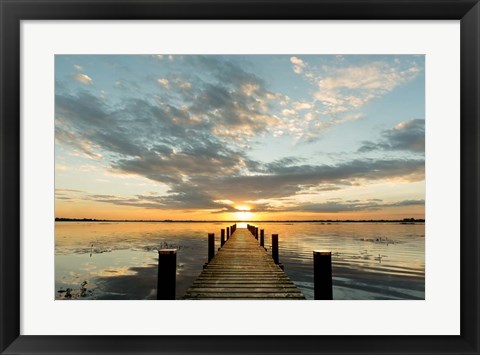 Framed Morning Lights on a Jetty Print