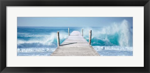 Framed Ocean Waves on a Jetty Print