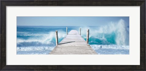 Framed Ocean Waves on a Jetty Print