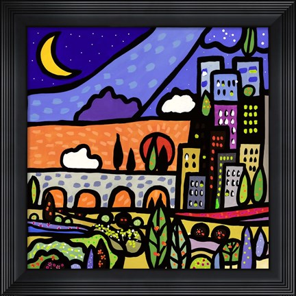 Framed Il Ponte della Citta Print