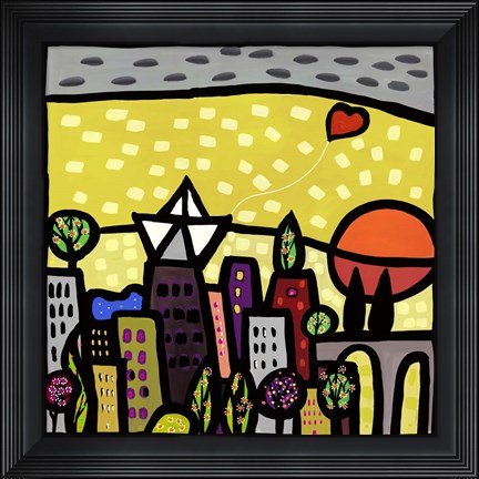 Framed Il Cuore vive sulla Piccola Citta Print