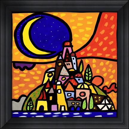 Framed Luna sulla Collina Print