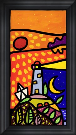 Framed Faro nella Notte Print