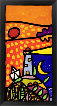 Framed Faro nella Notte Print