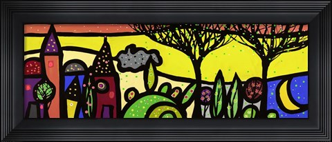 Framed La Luna Canta sul Piccolo Borgo Print