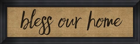 Framed Bless Our Home Burlap Long Print