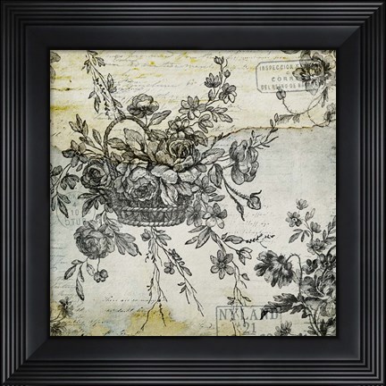 Framed BW Flowers Grunge Three Print