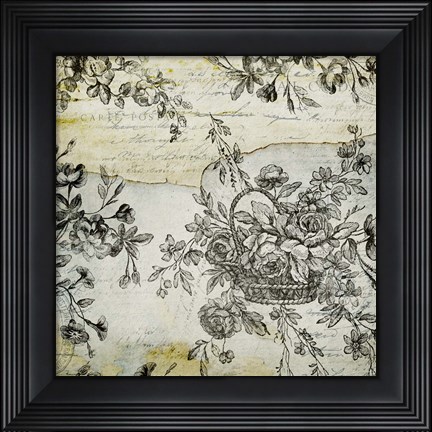 Framed BW Flowers Grunge Two Print