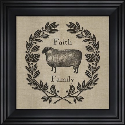 Framed Faith Family Sheep Print