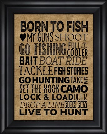 Framed Fishing Hunting Burlap Print